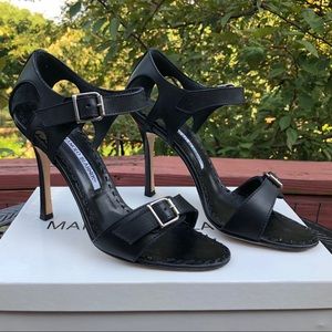 Manolo Blahnik Shirazan Black Sandals Size 38